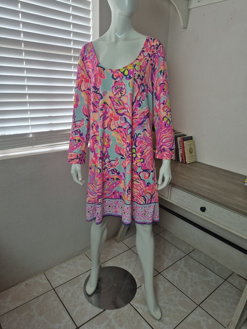 NWT Lilly Pulitzer Serene Blue Big Escapade Emma Dress Large $178